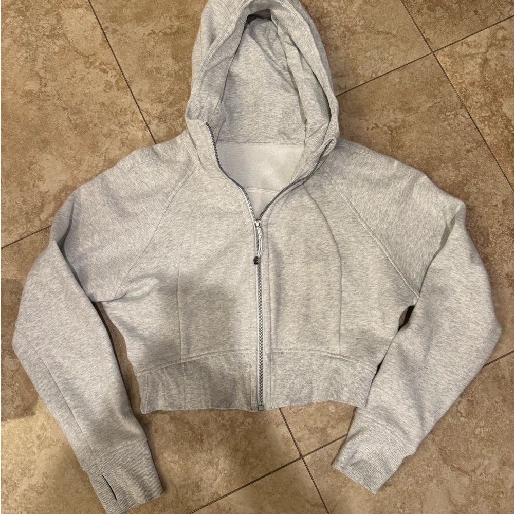 Lululemon Light Gray Cropped Hoodie Zip Up
